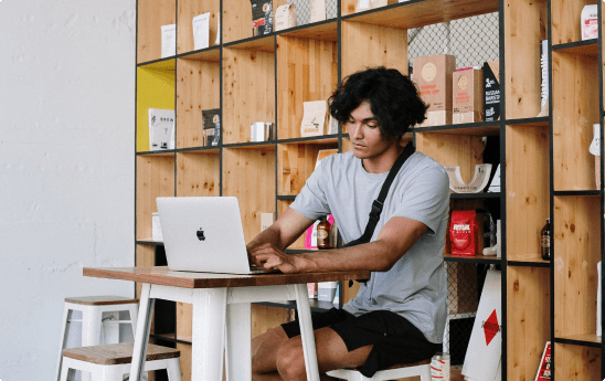 Man using a computer